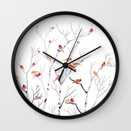 Birch Trees and Cardinal 2  Wall Clock