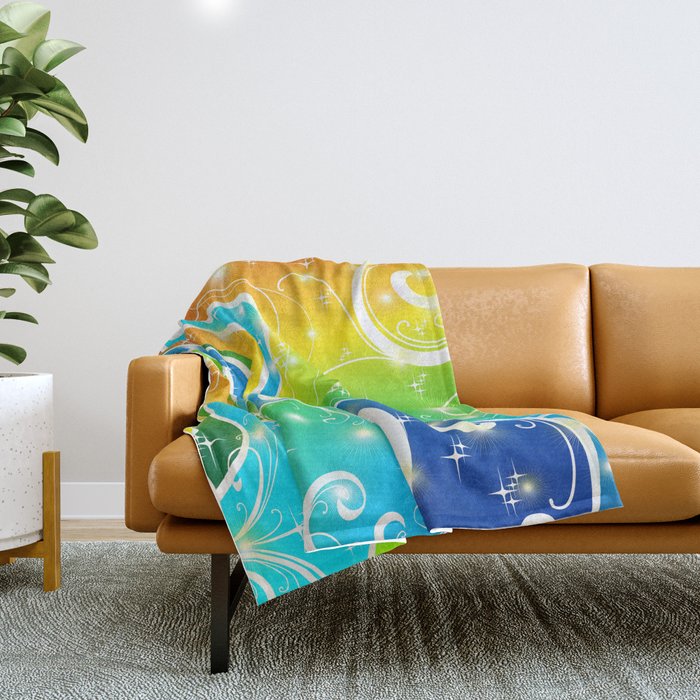 Ornamental Abstract Bright Colors Background Throw Blanket