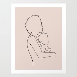 Big hair mama Art Print | Retro, Father, Children, 90S, Minimalart, Bighair, Passion, Dad Mom Mother, Peach, Motherandkid 