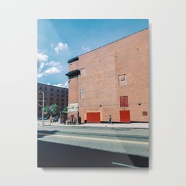 Walking The Spanish Harlem New York Metal Print | Color, Manhattan, Bricks, Orangetexture, Womanwalking, Leadinglines, Elbarrio, Nyc, Reddoors, America 