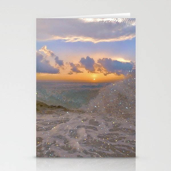 THE STORM | sea | ocean | waves | sky |  seascape | blue | summer | glitter | sparkle | nature Stationery Cards