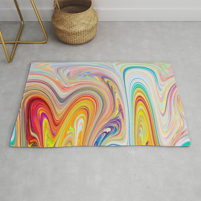 Psychedelic Wavy Abstract Artwork Rug