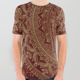 Mandala Royal - Red and Gold All Over Graphic Tee