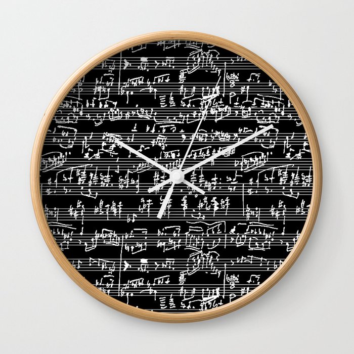 Hand Written Sheet Music // Black Wall Clock