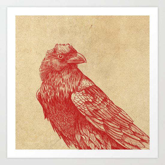 Red Raven Art Print