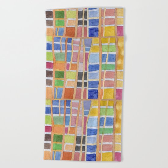 Rectangle Pattern With Sticks Beach Towel