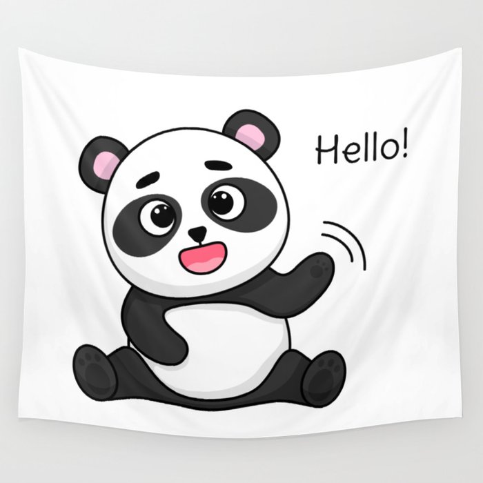 Friendly panda Wall Tapestry