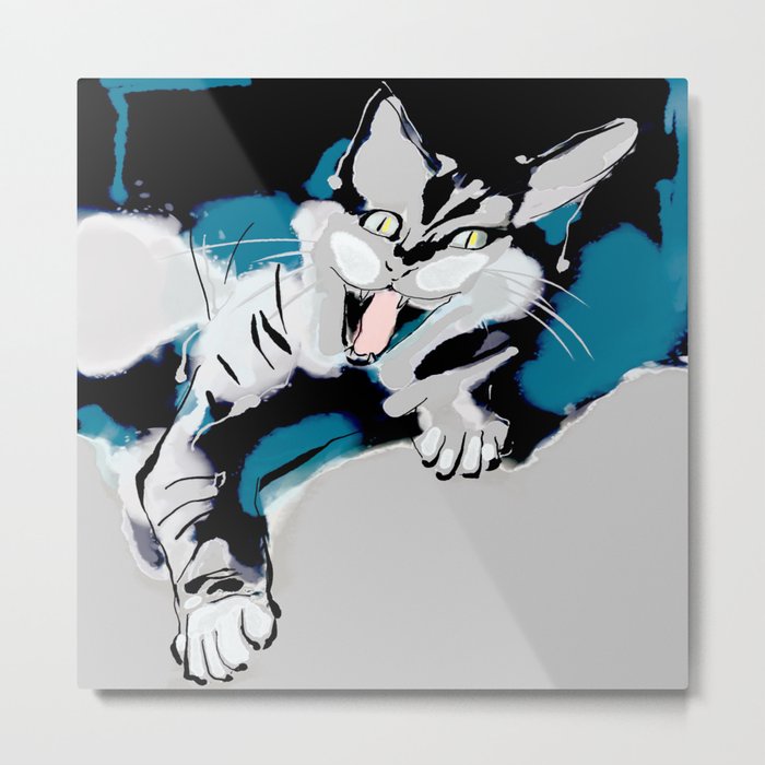 a cat gets angry Metal Print