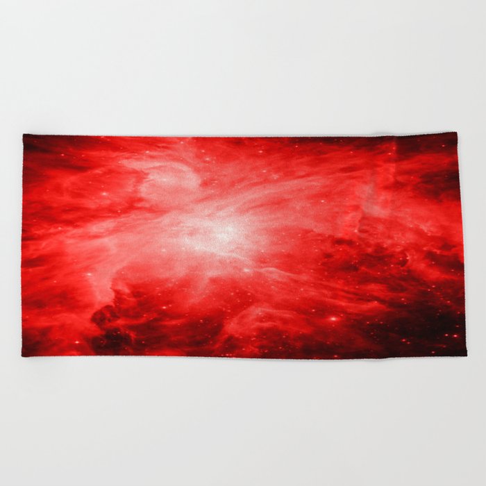 Vibrant Red orion nebula Beach Towel
