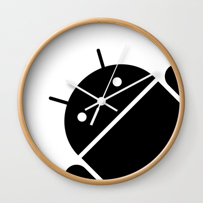 Small black Android robot Wall Clock