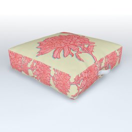 Chrysanthemum in Pink Outdoor Floor Cushion | Sewzinski, Drawing, Butteryellow, Acrylic, Botanical, Cream, Pinkflorals, Flowers, Floralpattern, Illustration 