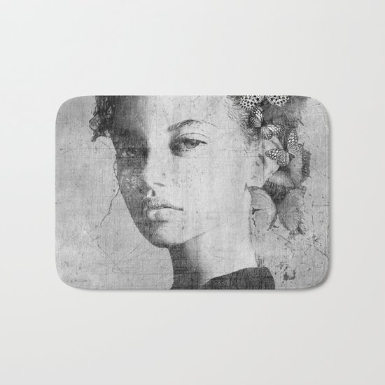 PORTRAIT (Woman with butterflies) Bath Mat
