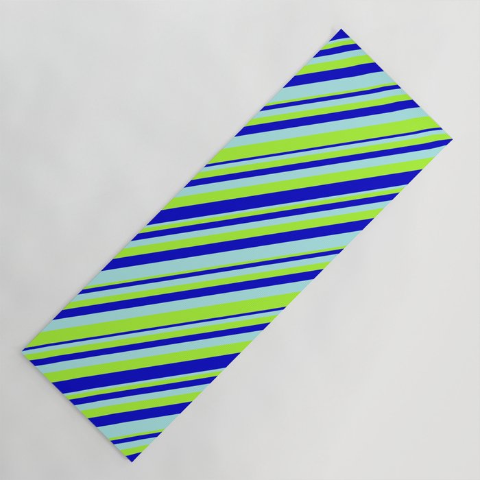 Turquoise, Light Green, and Blue Colored Stripes Pattern Yoga Mat