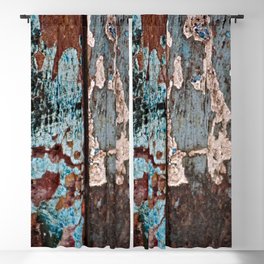 Weathered Wooden Boards Chipped Paint Abstract Texture Blackout Curtain