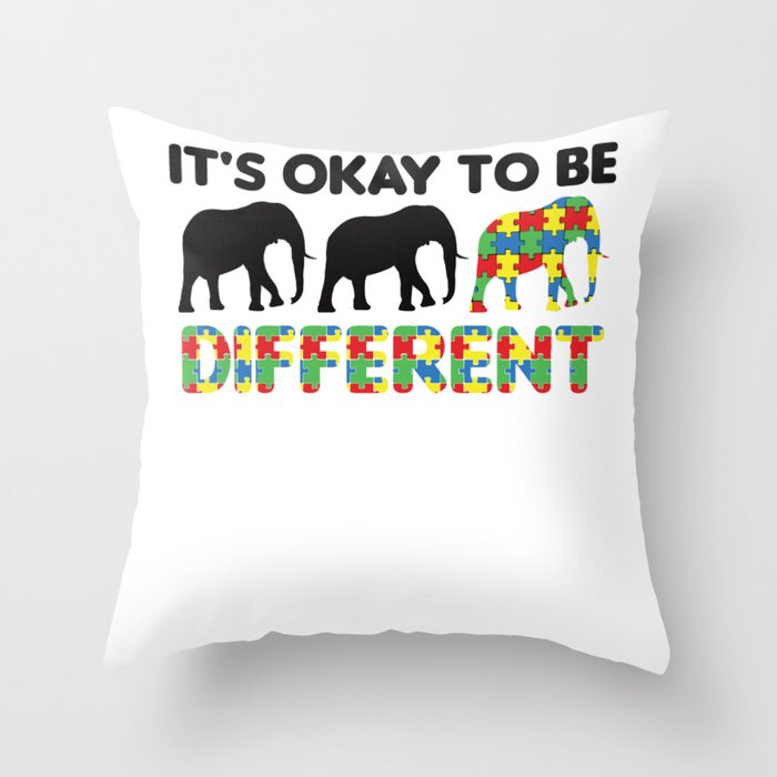 Autism Awareness Month Puzzle Different Elephant Throw Pillow
