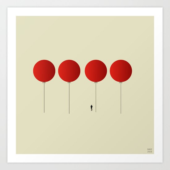 Red Balloons on Friday Art Print