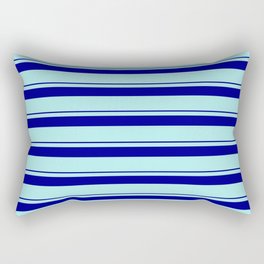 [ Thumbnail: Turquoise & Dark Blue Colored Stripes/Lines Pattern Rectangular Pillow ]