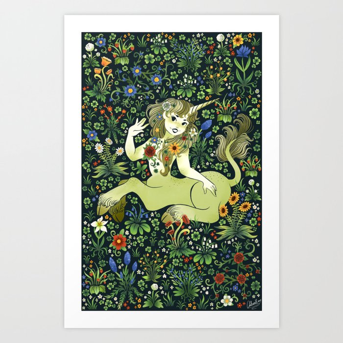 Unicorn in a Field of Wildflowers Art Print