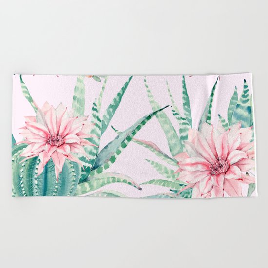 Cactus Pattern 2 Pink #society6 #buyart Beach Towel