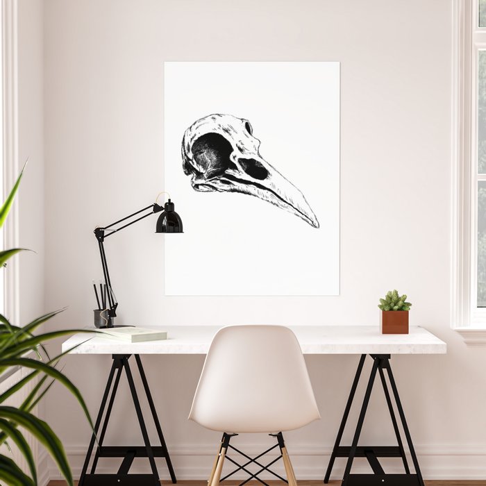 Vintage Style Art Picture Crow Skull Gothic Bones Wall 