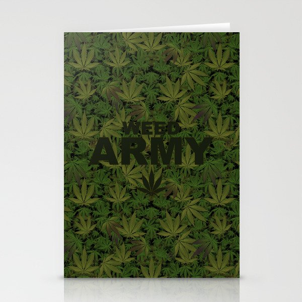 Camo Weed Army Logo. Stationery Cards