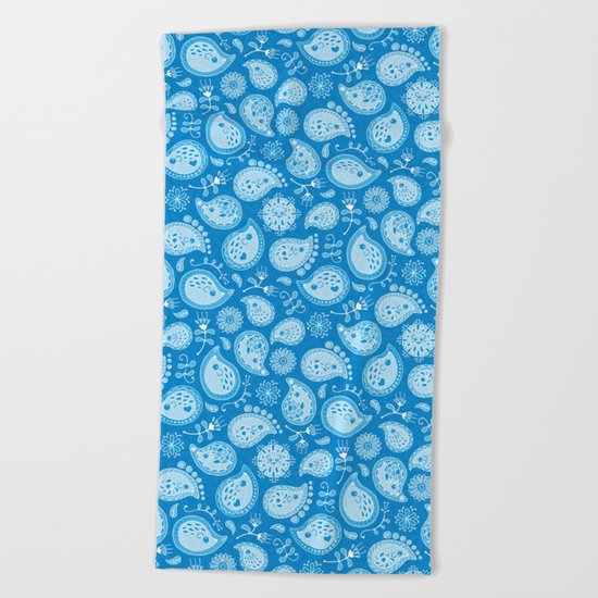 Hedgehog Paisley_Blue Pool Beach Towel