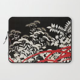 Japanese Vintage Kimono Pattern, Vintage Black And White Floral Pattern, Laptop Sleeve