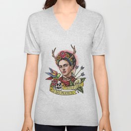 Frida Viva La Vida Tattoo Style Friducha V Neck T Shirt