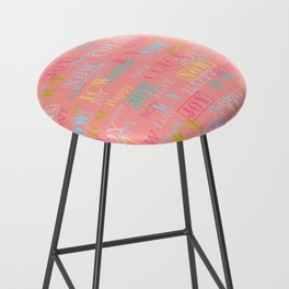 Enjoy The Colors - Colorful typography modern abstract pattern on peach pink color  Bar Stool