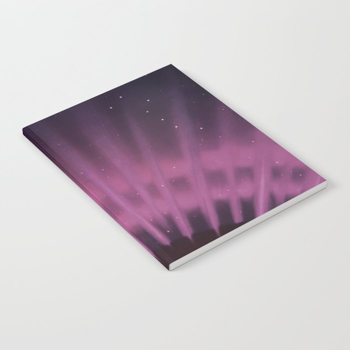 Vintage Aurora Borealis northern lights poster in magenta - pink Notebook