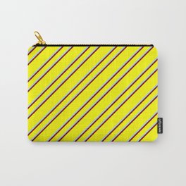 [ Thumbnail: Yellow, Powder Blue, and Maroon Colored Stripes Pattern Carry-All Pouch ]