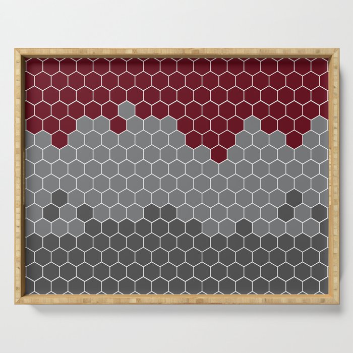 Honeycomb Red Gray Grey Hive Serving Tray