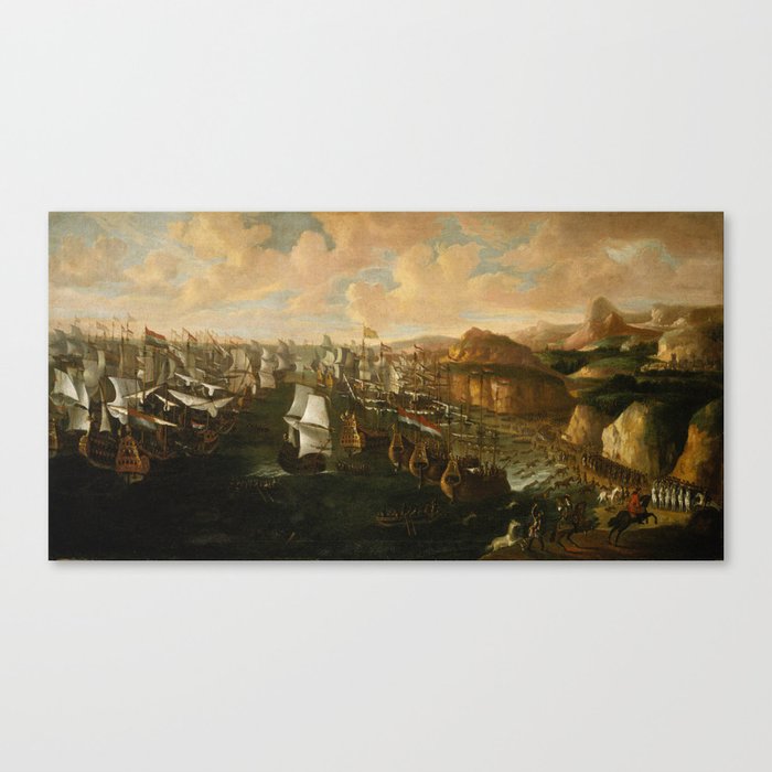 Ships on the waterfront vintage artwork Canvas Print