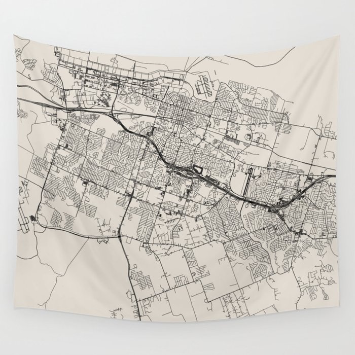 Texal, Killeen - city map - black and white Wall Tapestry