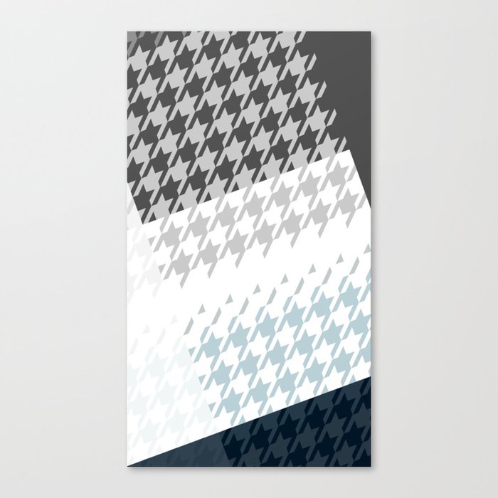 Modern Houndstooth Reinterpreted A – Navy / Gray / White Checked Pattern Canvas Print