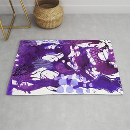 Painted Modern Abstract Purple Blue Area & Throw Rug