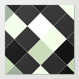 Mint Green Black Gray Geometrical Argyle Diamond Pattern Canvas Print