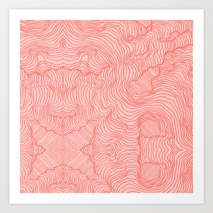 Living Coral Lines Kunstdrucke | Drawing, Digital, Muster, Topography, Koralle, Pantone, Color-of-the-year, Graphic-design, Pink, Pfirsich