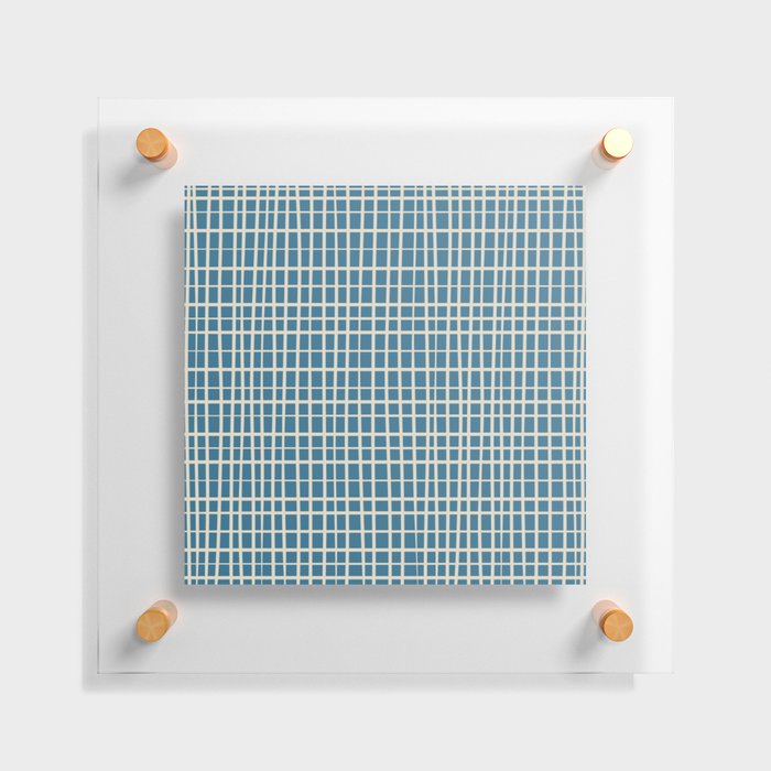 Irregular Grid Pattern in Boho Blue and Beige Floating Acrylic Print