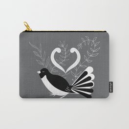 Bird - NZ fantail on grey background Carry-All Pouch