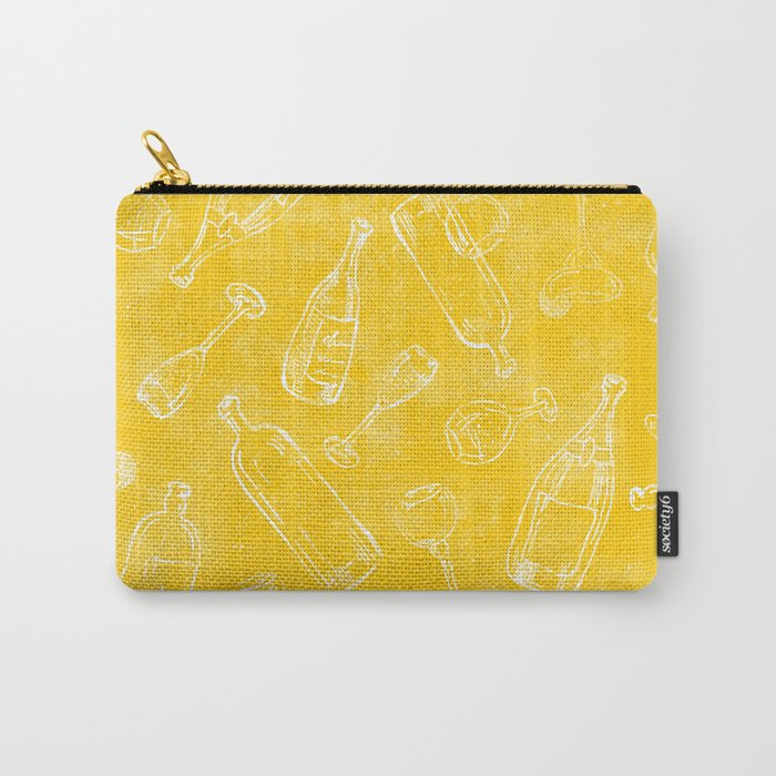 Bottles&Glasses Yellow Carry-All Pouch