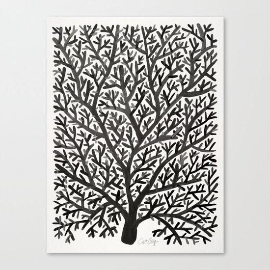 Black Fan Coral Canvas Print
