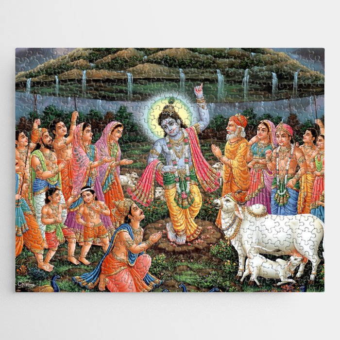 Krishna Lifting Mount Govardhan Jigsaw Puzzle