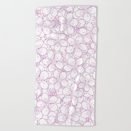 Cherry Blossom Pink Outline - In Memory of Mackenzie Beach Towel
