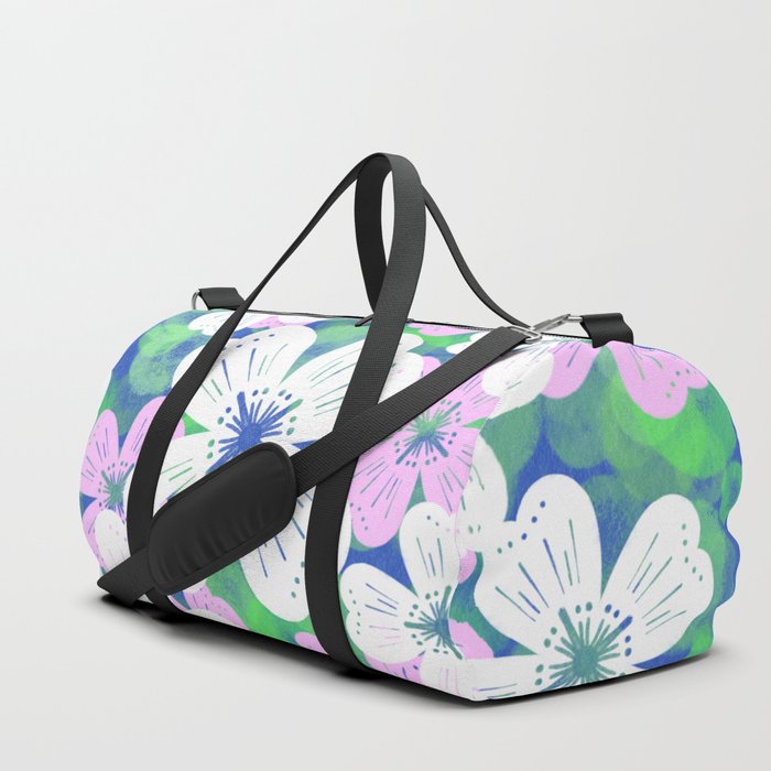 70’s Desert Flowers Pink On Navy Duffle Bag