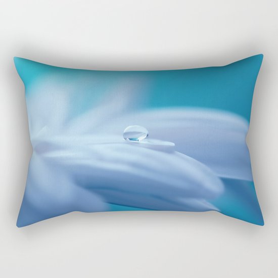 Lonely droplet on a daisy in blue on #Society6 Rectangular Pillow