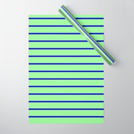 [ Thumbnail: Green & Blue Colored Lines Pattern Wrapping Paper ]