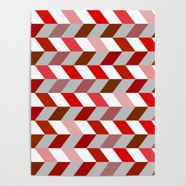 Abstract Dark Red Light Red and White Zig Zag Background. Poster