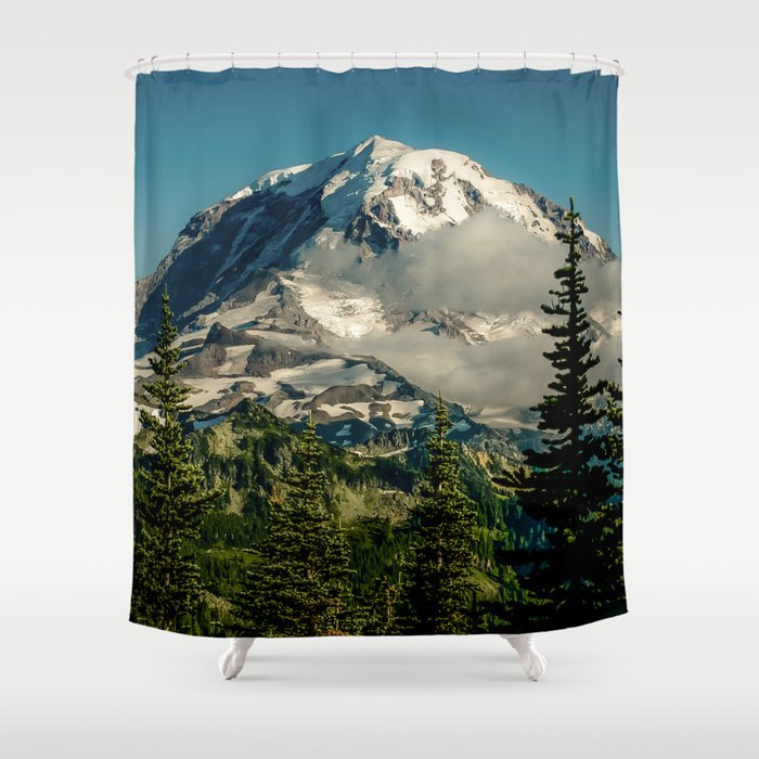 Mountain Scenic Mt Rainier Shower Curtain By Wallartphotos