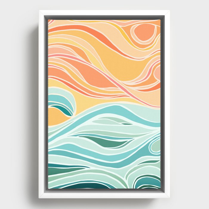 Sea and Sky Abstract Landscape Framed Canvas